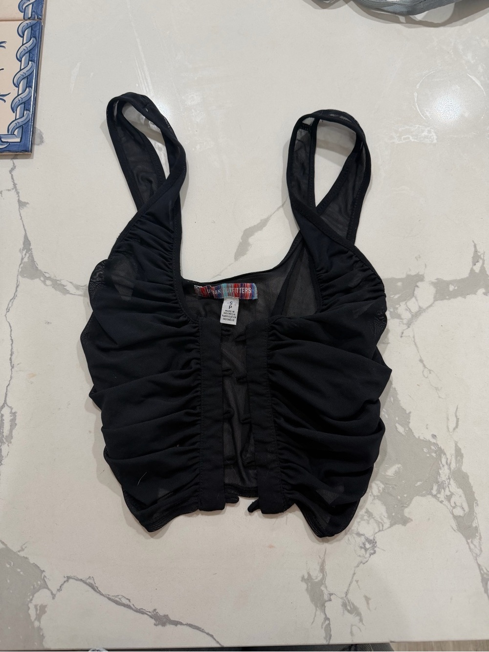 Urban Outfitters Black Ruched Crop Tank